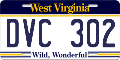 WV license plate DVC302