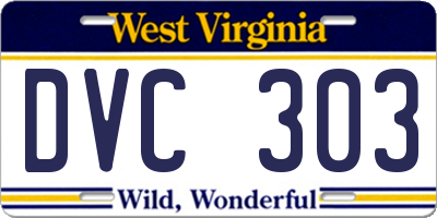 WV license plate DVC303