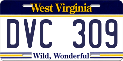 WV license plate DVC309