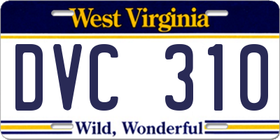 WV license plate DVC310