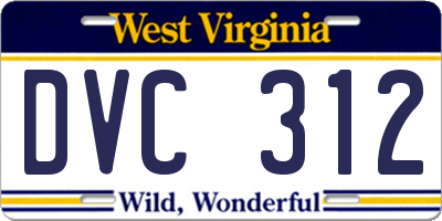 WV license plate DVC312