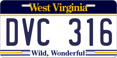 WV license plate DVC316