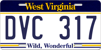WV license plate DVC317
