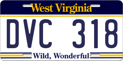 WV license plate DVC318