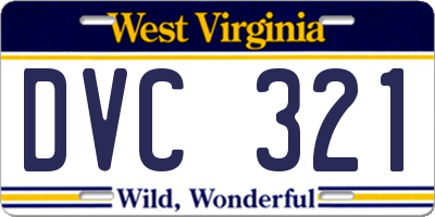WV license plate DVC321