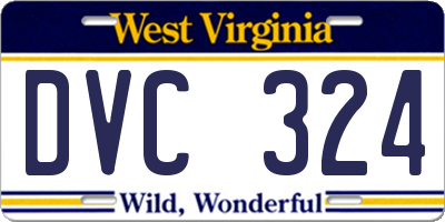 WV license plate DVC324