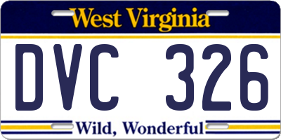 WV license plate DVC326