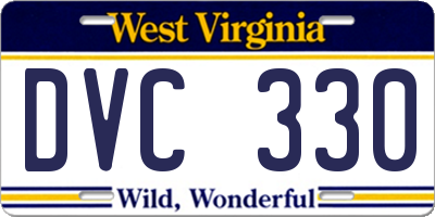 WV license plate DVC330