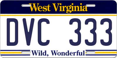WV license plate DVC333