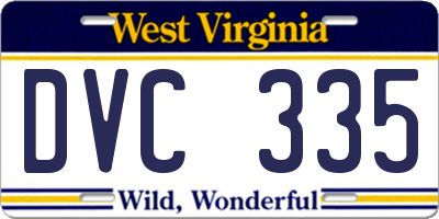 WV license plate DVC335