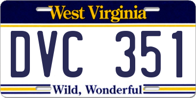WV license plate DVC351
