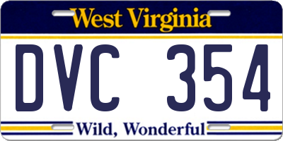 WV license plate DVC354