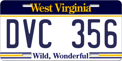 WV license plate DVC356