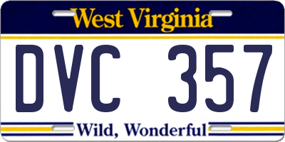 WV license plate DVC357