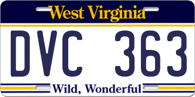 WV license plate DVC363