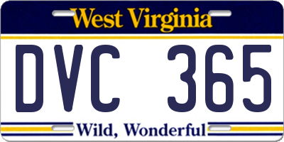 WV license plate DVC365