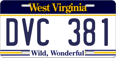 WV license plate DVC381