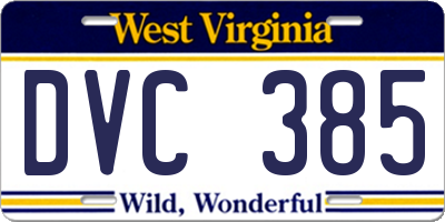 WV license plate DVC385