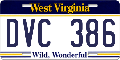 WV license plate DVC386