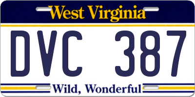 WV license plate DVC387