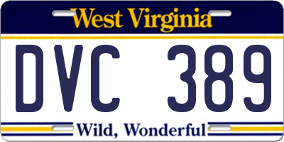 WV license plate DVC389