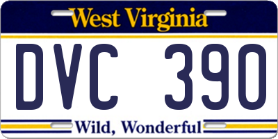 WV license plate DVC390