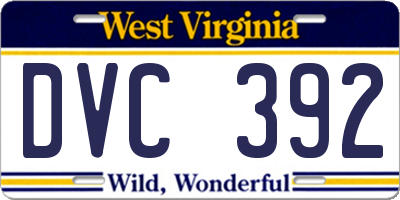 WV license plate DVC392