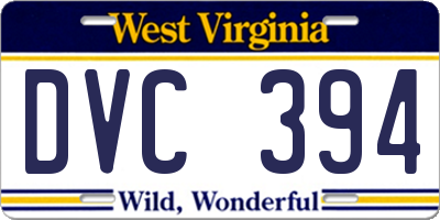 WV license plate DVC394