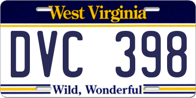 WV license plate DVC398