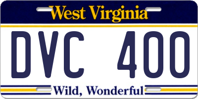 WV license plate DVC400