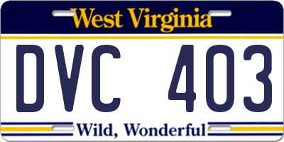 WV license plate DVC403