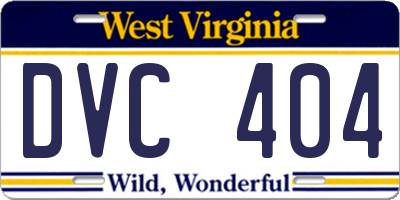 WV license plate DVC404