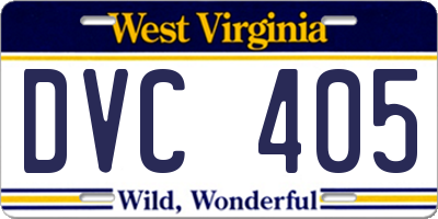 WV license plate DVC405
