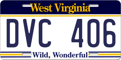 WV license plate DVC406