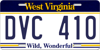 WV license plate DVC410
