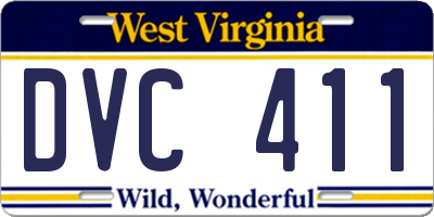 WV license plate DVC411