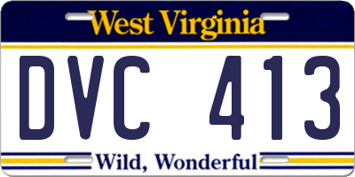 WV license plate DVC413