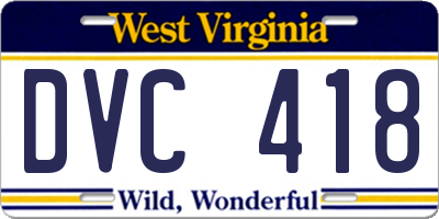 WV license plate DVC418