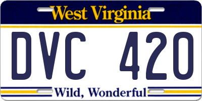 WV license plate DVC420