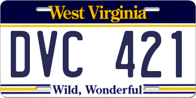 WV license plate DVC421