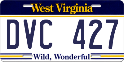 WV license plate DVC427