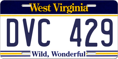 WV license plate DVC429