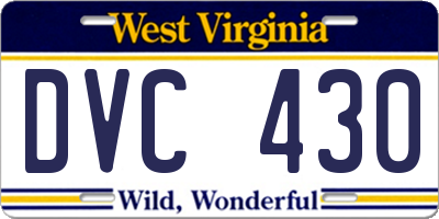 WV license plate DVC430