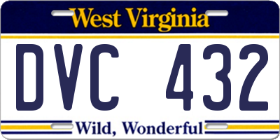 WV license plate DVC432