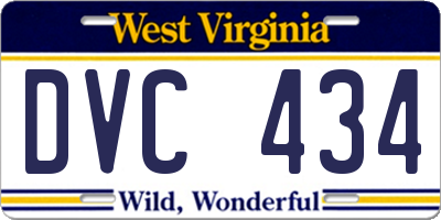 WV license plate DVC434