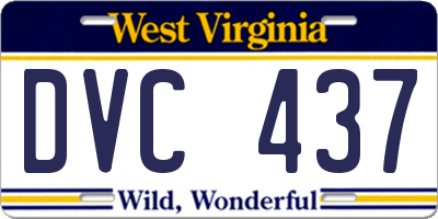 WV license plate DVC437