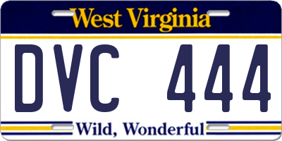 WV license plate DVC444