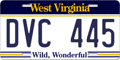 WV license plate DVC445