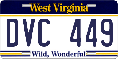 WV license plate DVC449