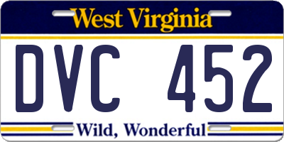 WV license plate DVC452
